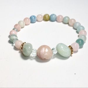 Morganite Stretch Bracelet Semi Precious Stones